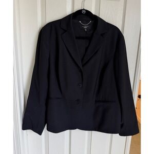 Talbots Black Wool Blend Three Button Blazer Jacket Woman 16W